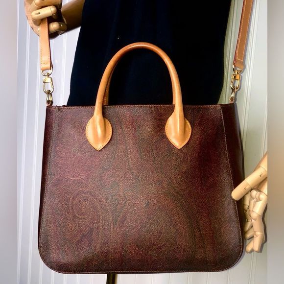 W ETRO Milano Red Paisley Top Zipper Crossbody Shoulder Bag Stunning Condition - Picture 13 of 17